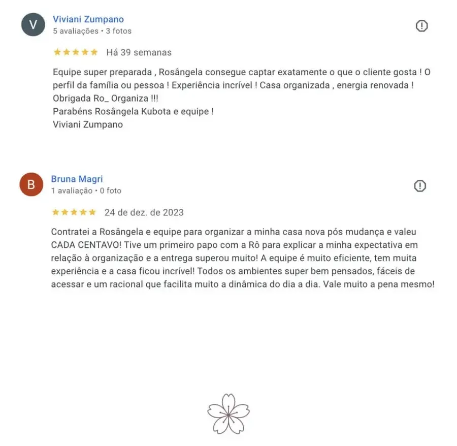 Avaliação 2 de cliente no Google