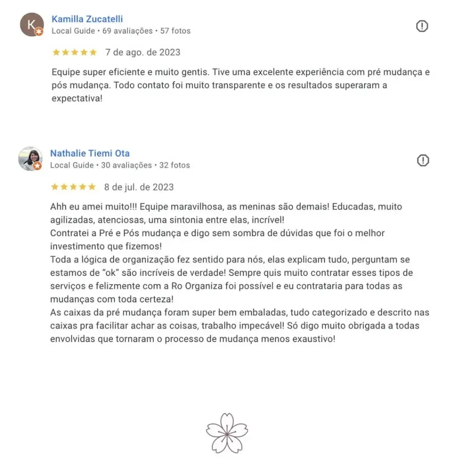 Avaliação 5 de cliente no Google