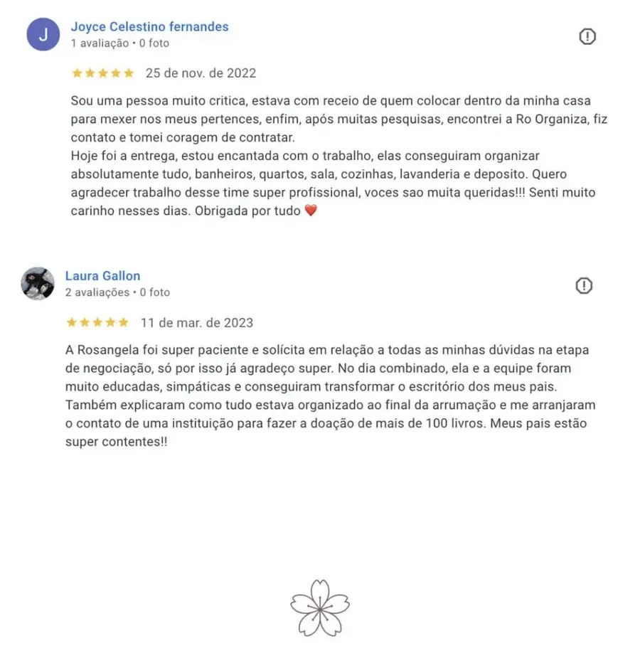 Avaliação 6 de cliente no Google